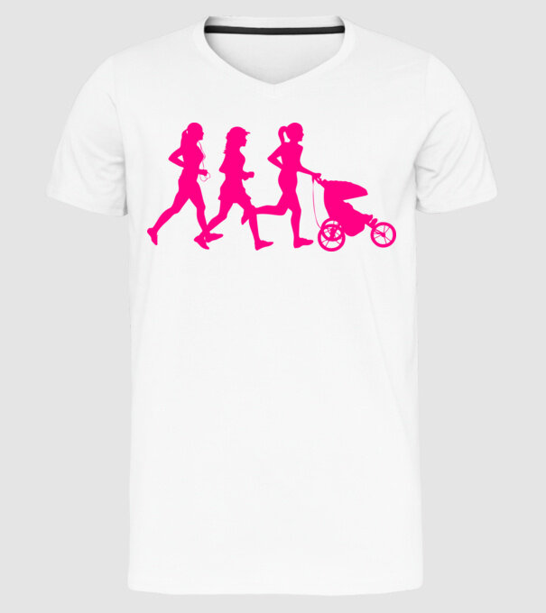 Running Mom model alb pe tricou