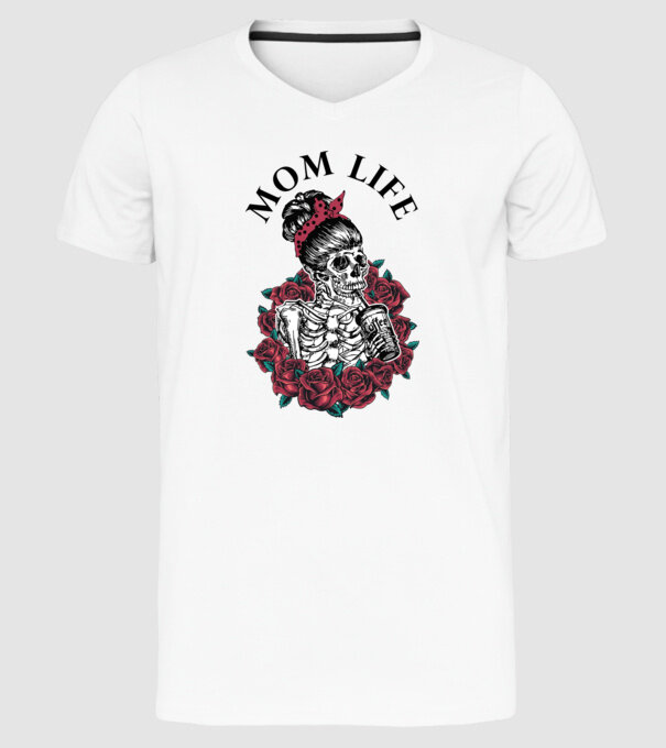 MOMLIFE model alb pe tricou