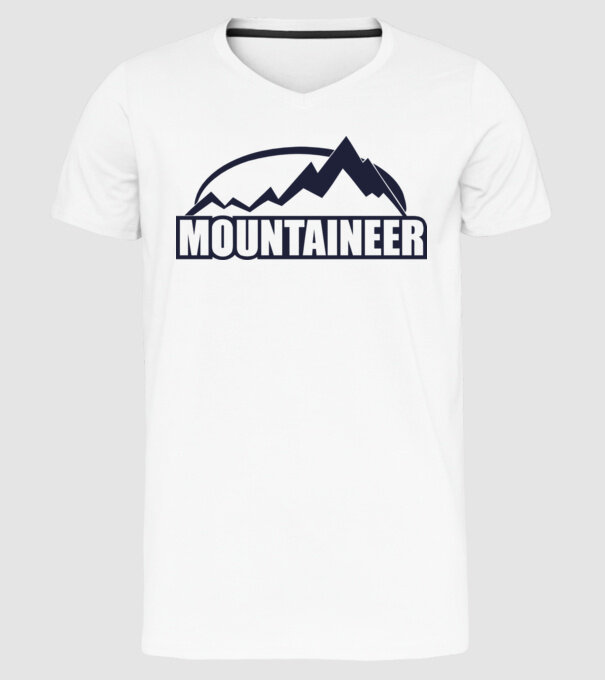 mountaineer model alb pe tricou