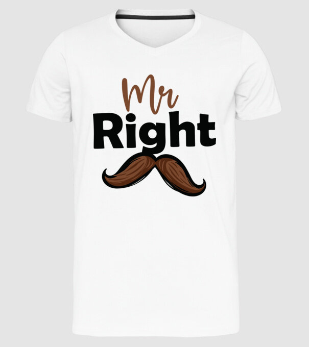 Mr right model alb pe tricou