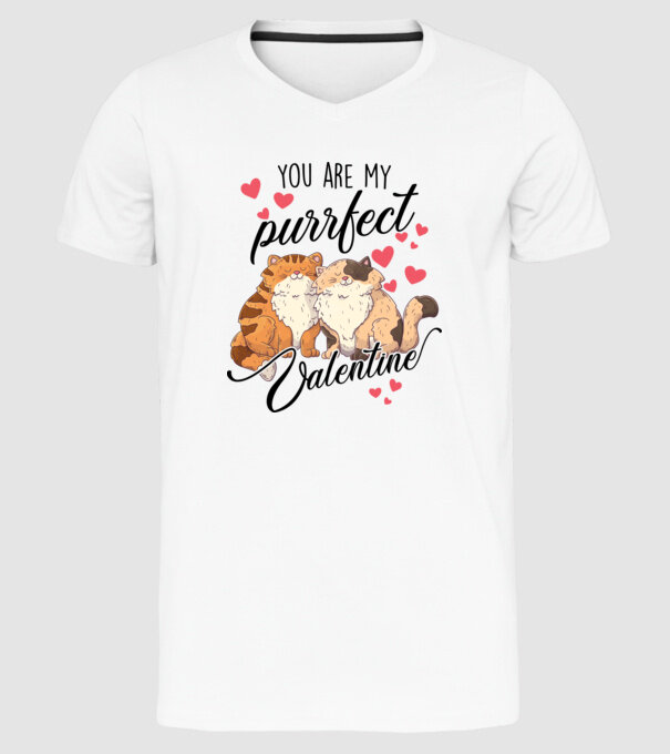 My purrfect valentine model alb pe tricou