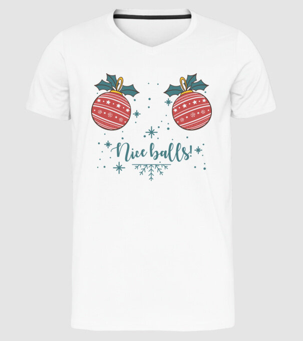 Nice Balls model alb pe tricou