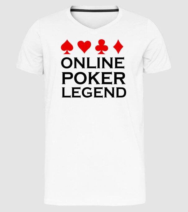 Online Poker Legend model alb pe tricou