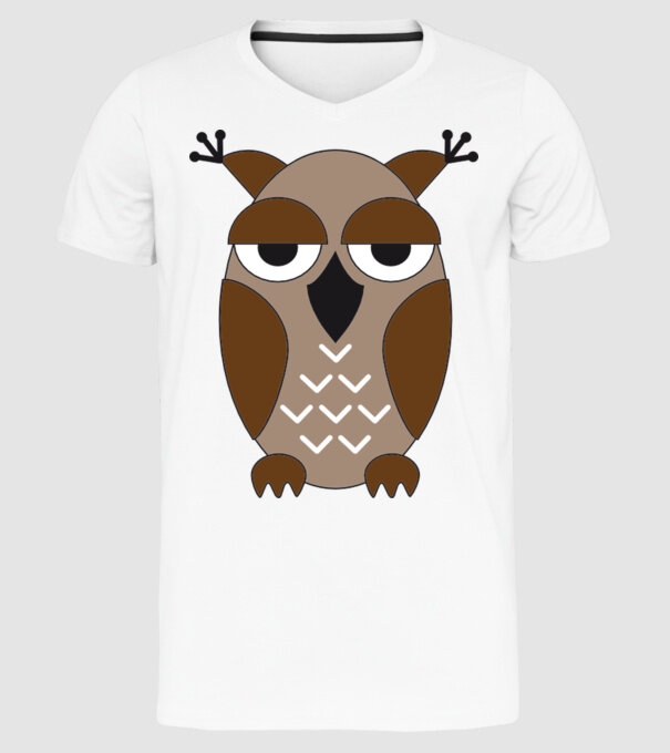 Owl model alb pe tricou