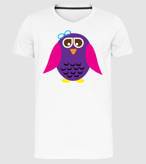 Owl model alb pe tricou