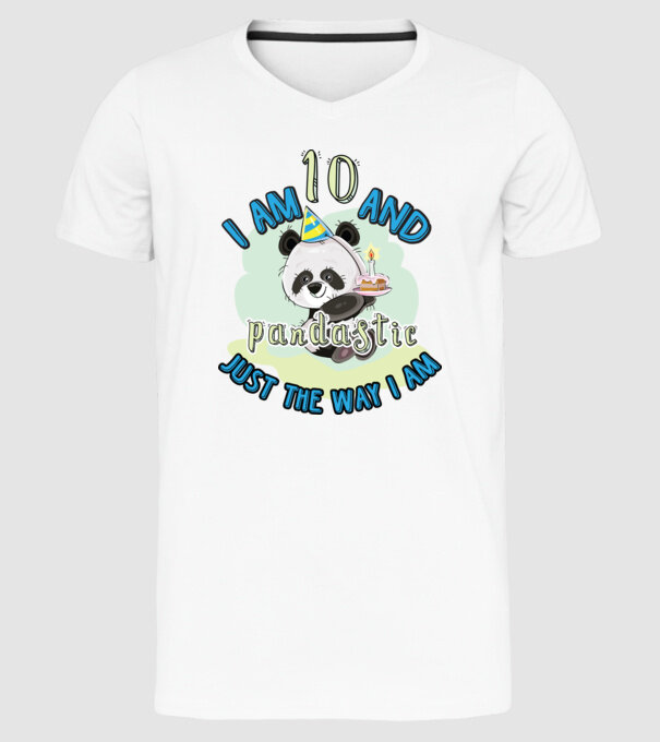 PANDASTIC 10 model alb pe tricou