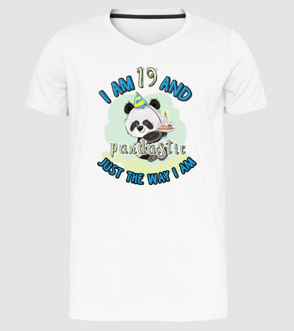 PANDASTIC 19 model alb pe tricou