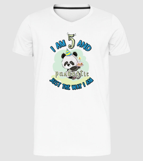 PANDASTIC 5 model alb pe tricou