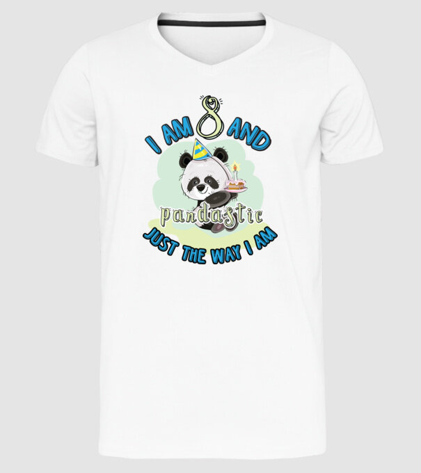 PANDASTIC 8 model alb pe tricou