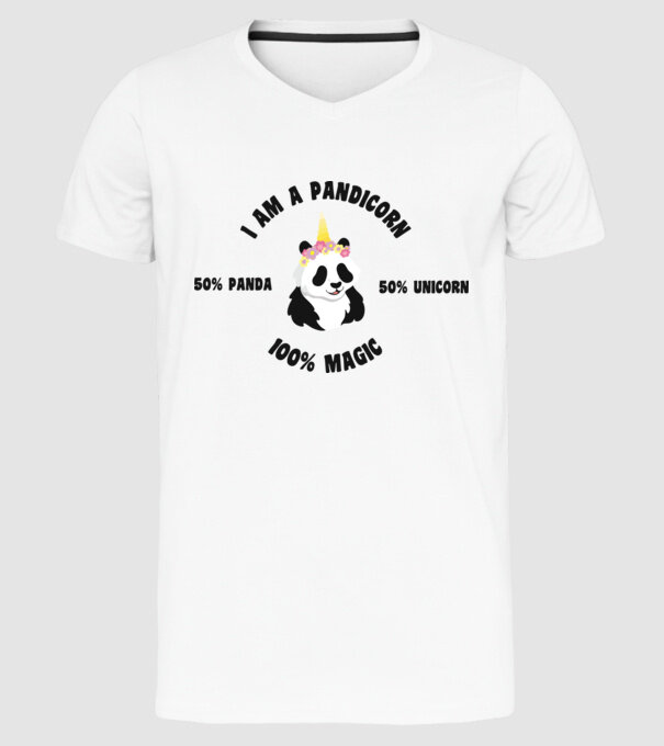Pandicorn model alb pe tricou