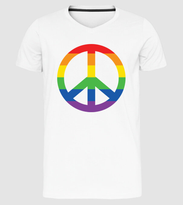 Peace pride model alb pe tricou