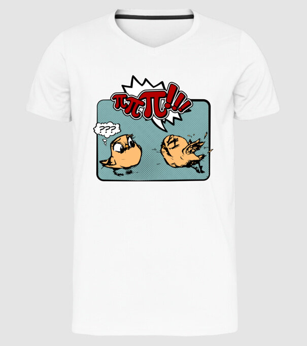 Pi Pi model alb pe tricou