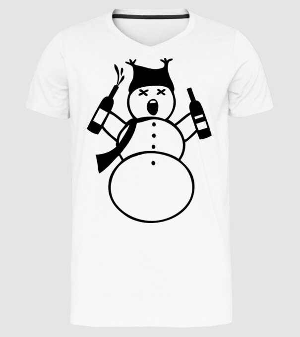 Om de zăpadă beat model alb pe tricou
