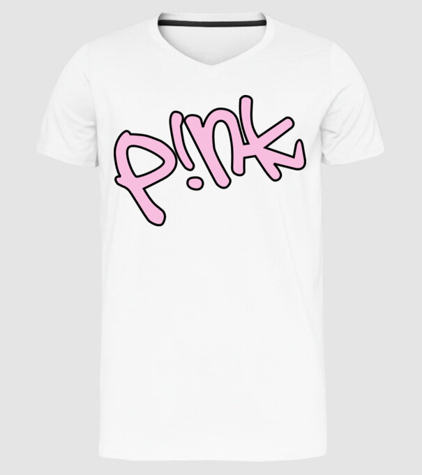 PINK model alb pe tricou