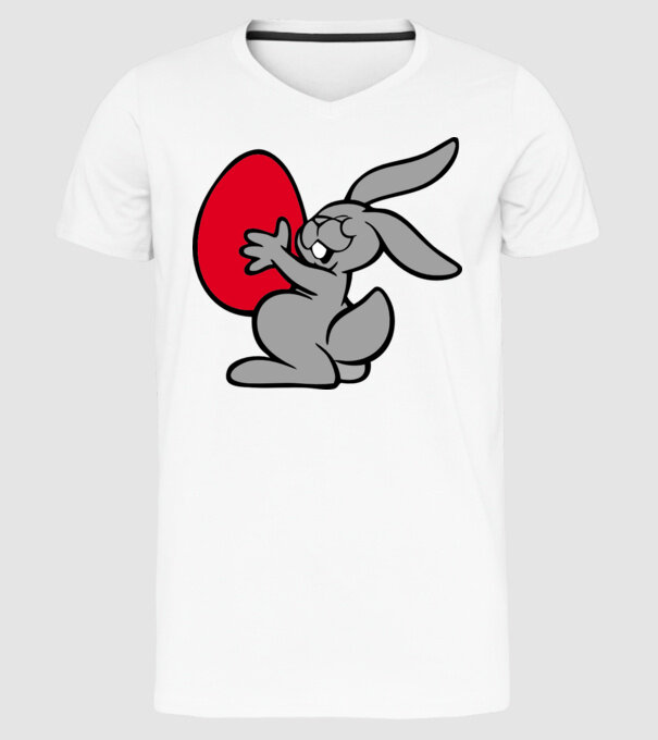 Ou roșu și iepure model alb pe tricou