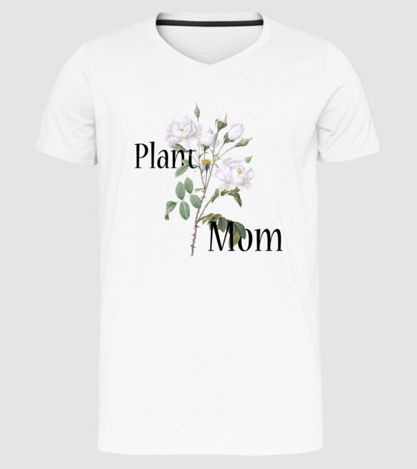 Plant mom model alb pe tricou