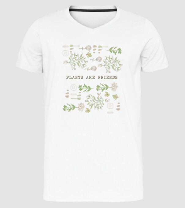 Plants are friends model alb pe tricou