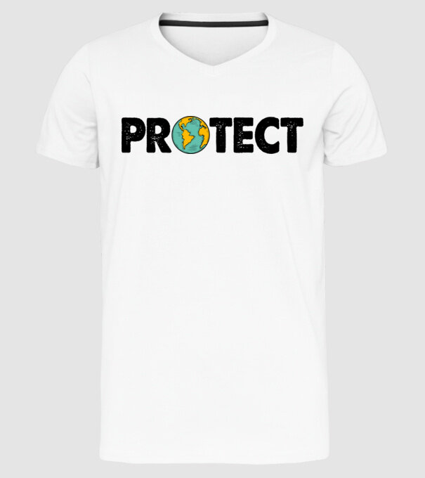 Protect earth model alb pe tricou