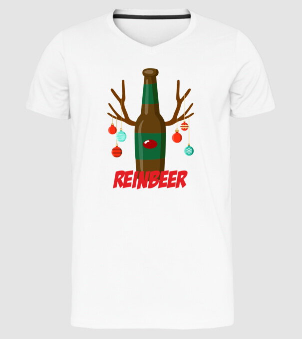 Bere REINBEER model alb pe tricou