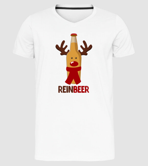 Bere REINBEER model alb pe tricou