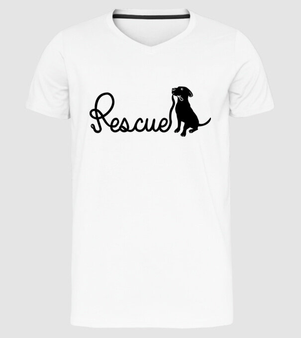 Rescue dog model alb pe tricou