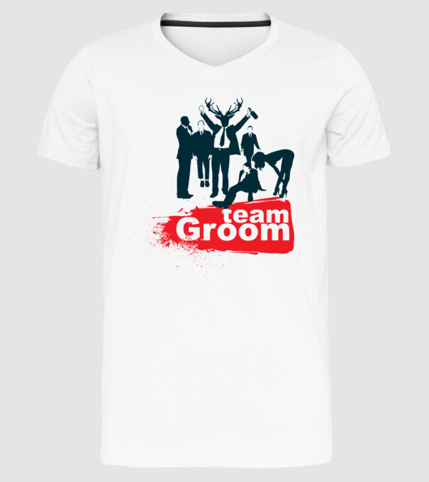 Reservoir Groom Team model alb pe tricou