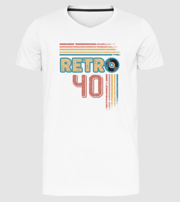 Retro 40 Birthday model alb pe tricou