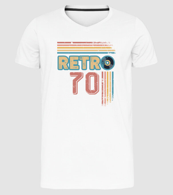 Retro 70 Birthday model alb pe tricou