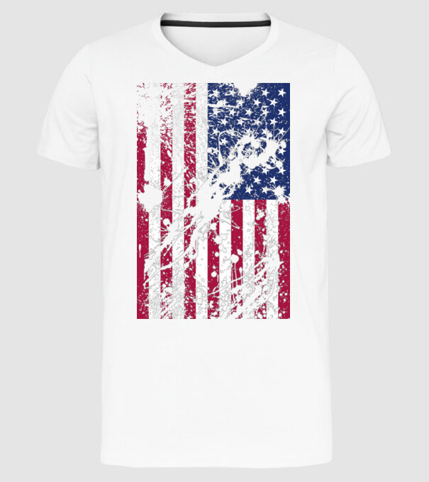 ripped flag U.S. model alb pe tricou