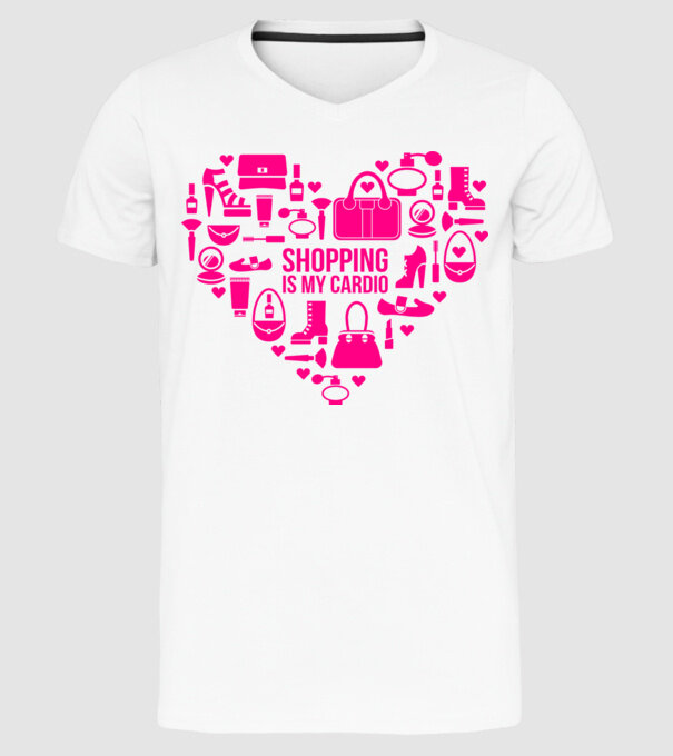 Shopping is my cardio model alb pe tricou