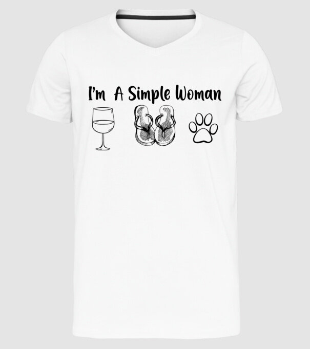 Simple doggy woman model alb pe tricou