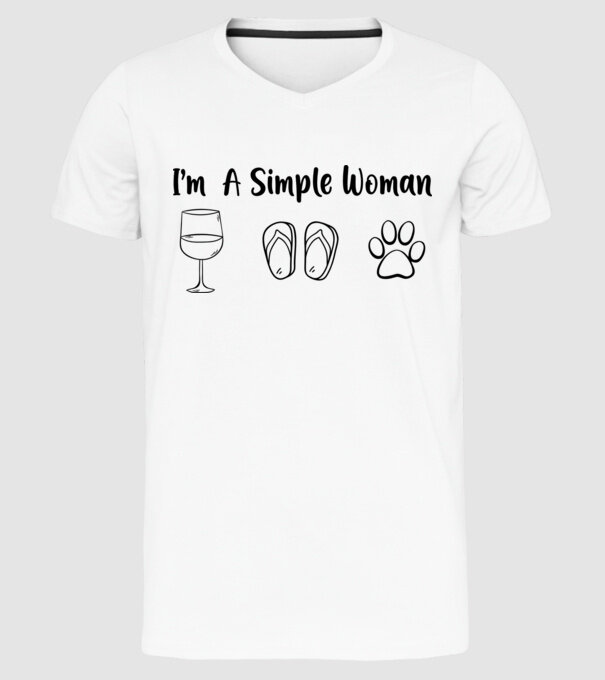 Simple doggy woman model alb pe tricou