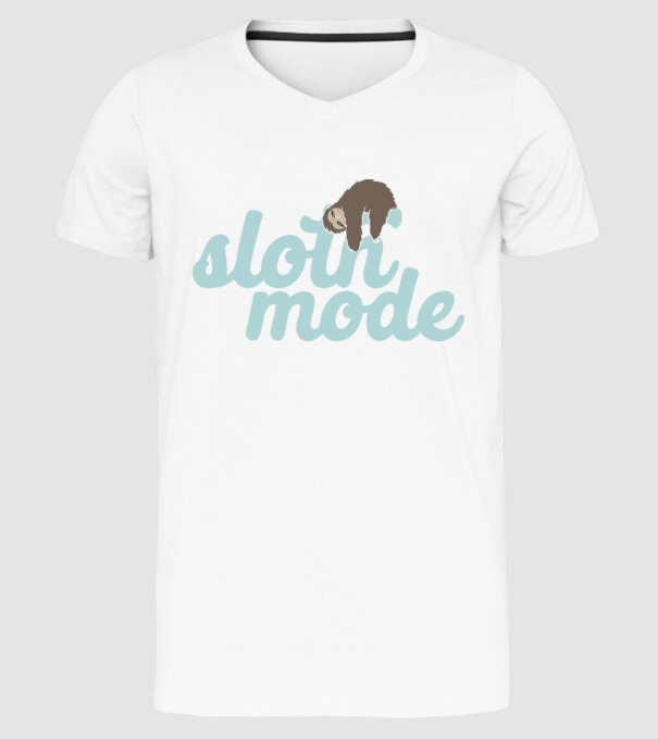 Sloth mode model alb pe tricou