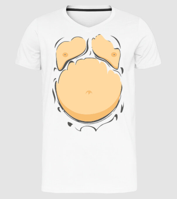 Burtă de bere model alb pe tricou