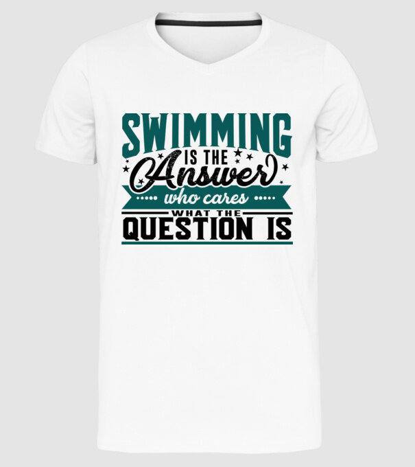 Sport is the answer ÎNOTĂTOR model alb pe tricou