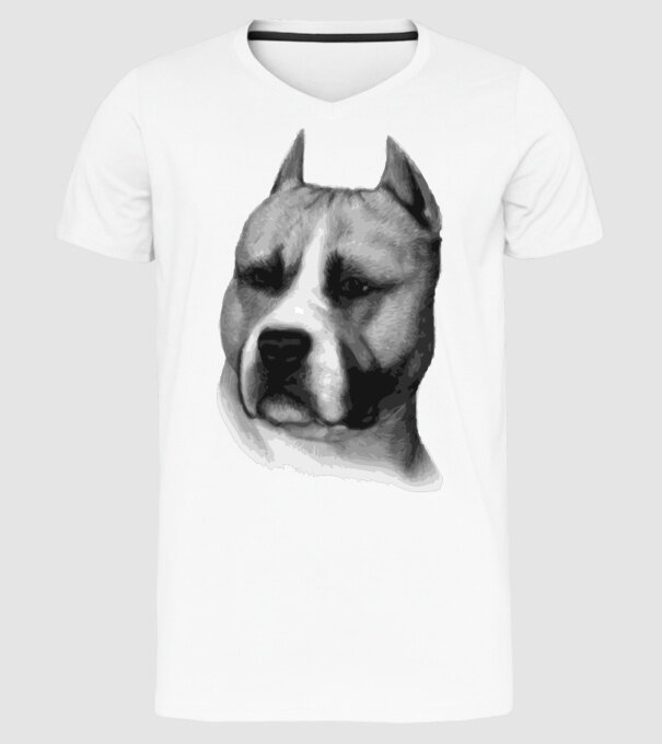 Staffordshire Terrier model alb pe tricou