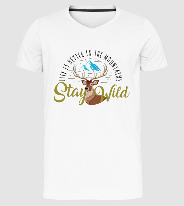 Stay wild Cerb model alb pe tricou