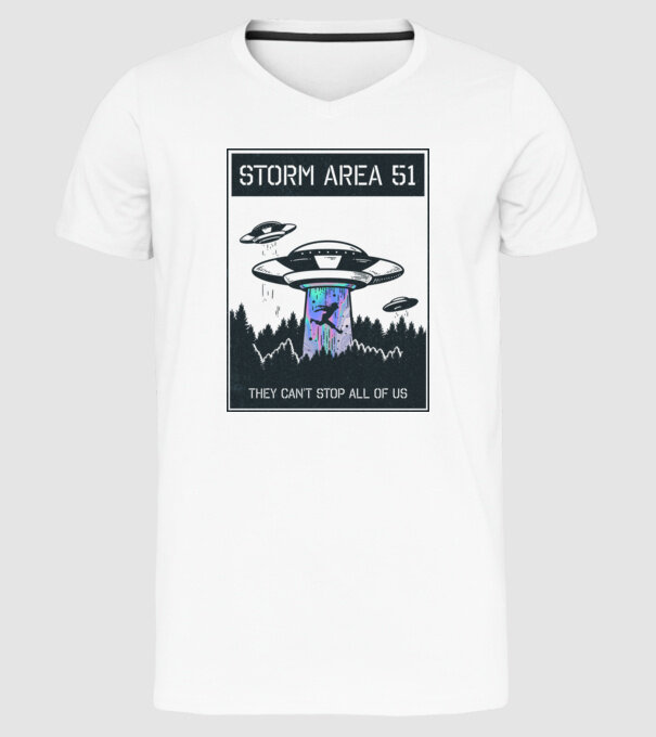 'Storm area 51 - They can''t stop all of us dark' model alb pe tricou