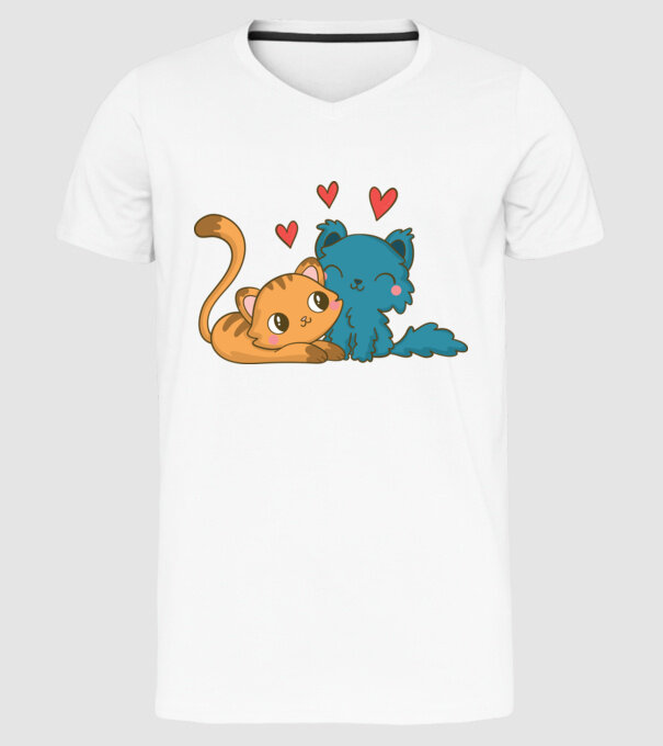 PISICUȚE ÎNDRĂGOSTITE 1 model alb pe tricou