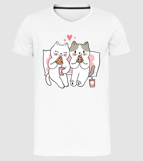 PISICUȚE ÎNDRĂGOSTITE 6 model alb pe tricou