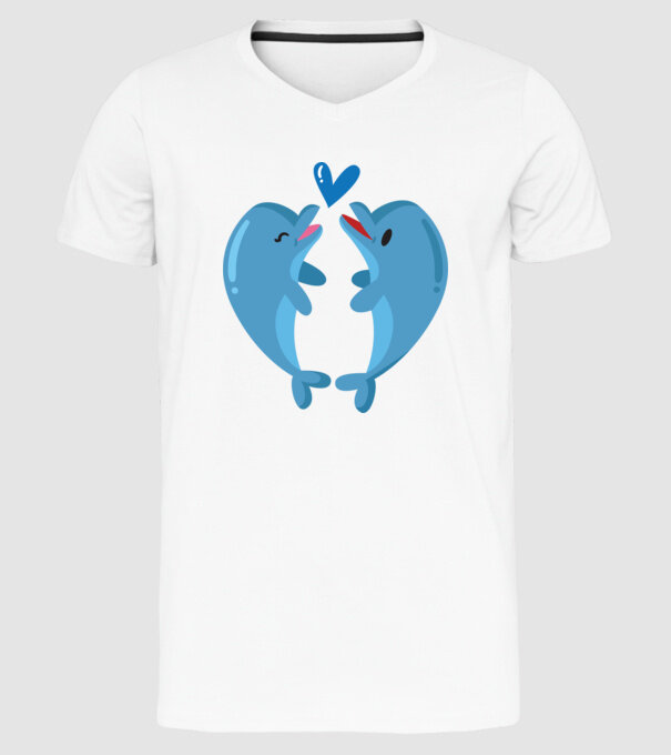 DELFINI ÎNDRĂGOSTIȚI model alb pe tricou