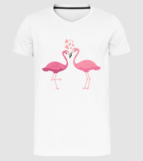 FLAMINGO ÎNDRĂGOSTIȚI model alb pe tricou