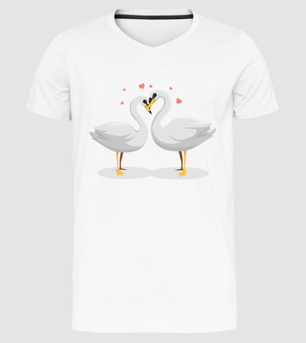 LEBEDE ÎNDRĂGOSTITE model alb pe tricou
