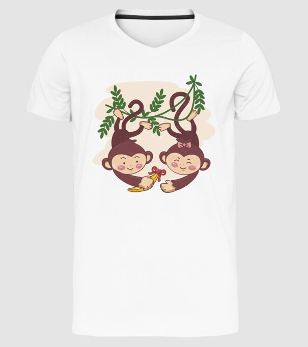 MAIMUȚE ÎNDRĂGOSTITE model alb pe tricou