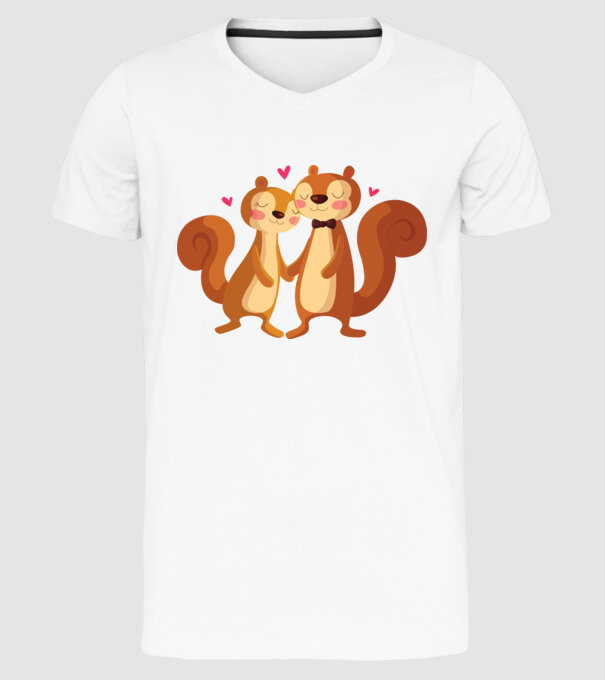 VEVERIȚE ÎNDRĂGOSTITE model alb pe tricou