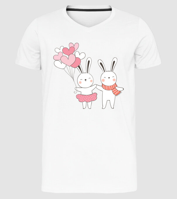 IEPURAȘI ÎNDRĂGOSTIȚI 3 model alb pe tricou