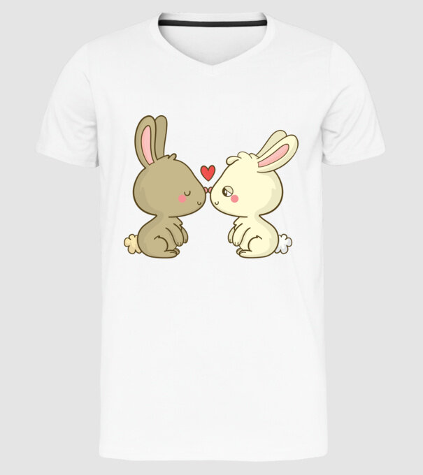 IEPURAȘI ÎNDRĂGOSTIȚI model alb pe tricou