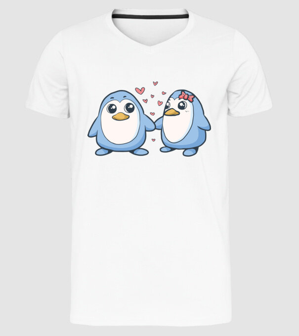 PINGUIN ÎNDRĂGOSTIT 2 model alb pe tricou