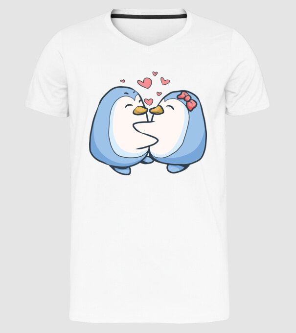 PINGUIN ÎNDRĂGOSTIT 3 model alb pe tricou