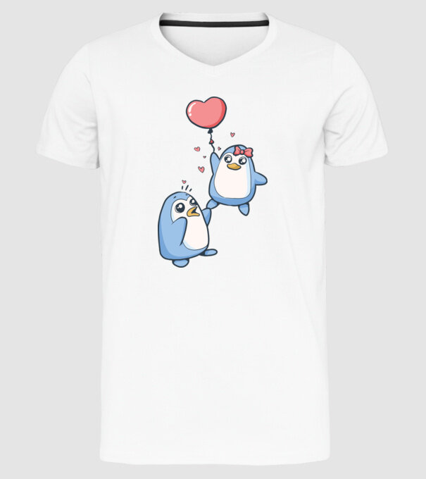 PINGUIN ÎNDRĂGOSTIT 4 model alb pe tricou